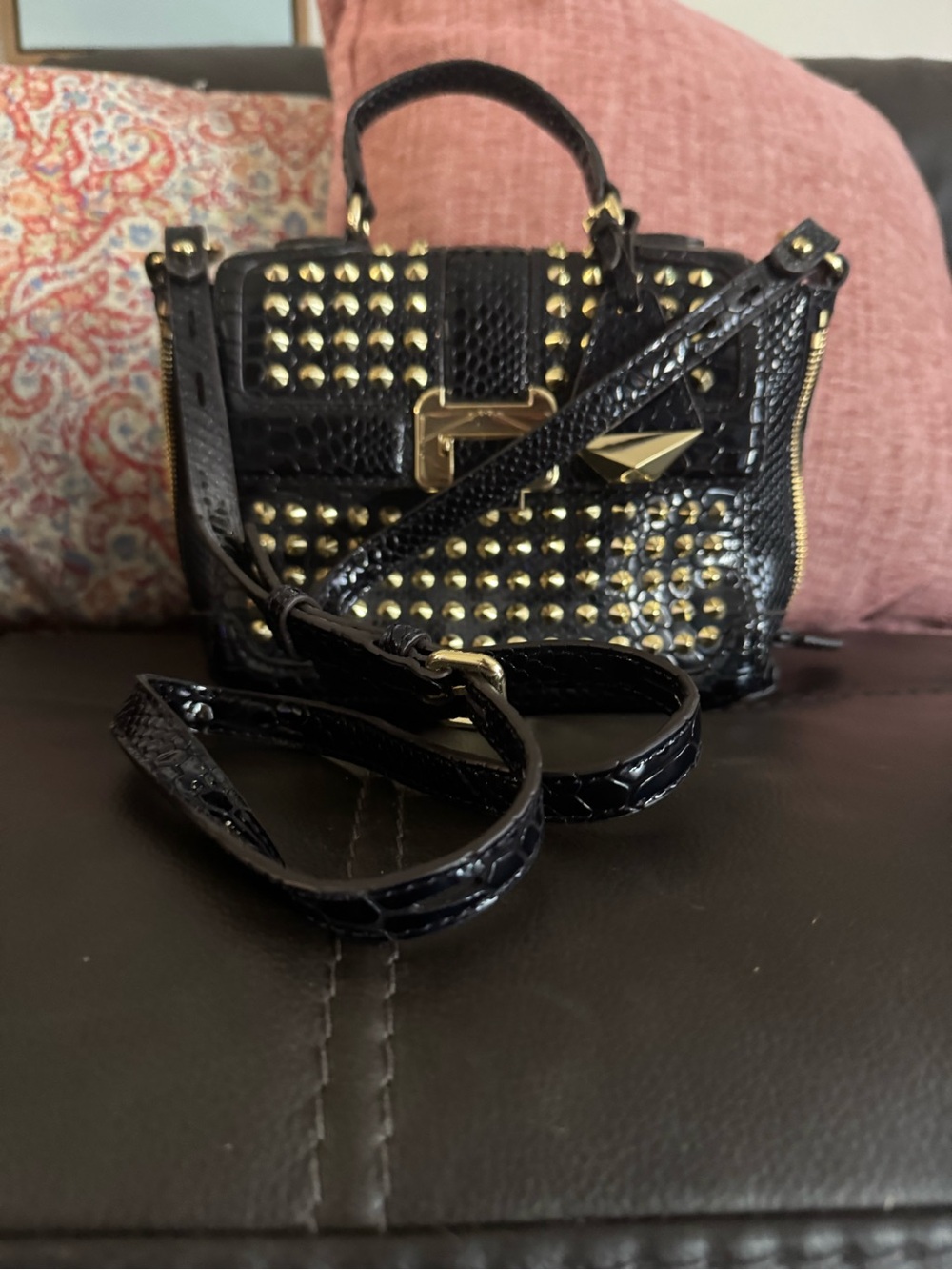 Rebecca Minkoff Navy Studded Leather Crossbody Satchel